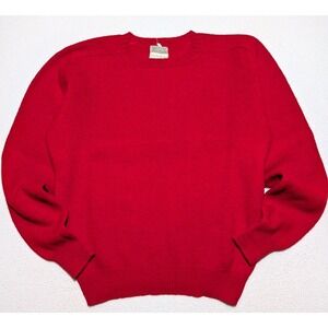 Lytton's Chicago Vintage Shetland Wool Crewneck Sweater Size 44 Red Mid-Century